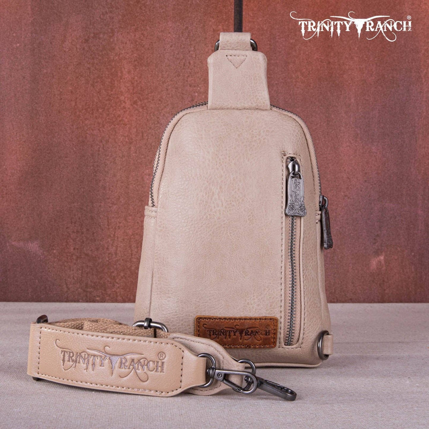 TR159-210A Trinity Ranch Floral Tooled Collection Sling Bag