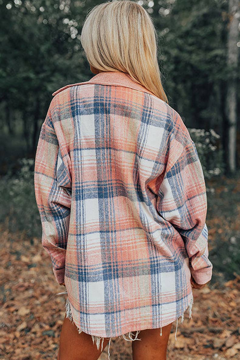 Western Plaid patchwork corduroy oversized jacket Shacket