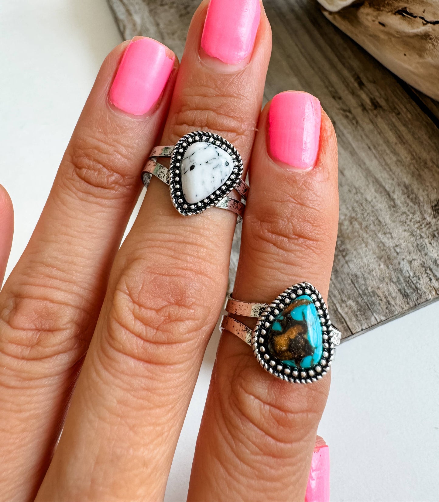 Western Teardrop Stone Adjustable Ring
