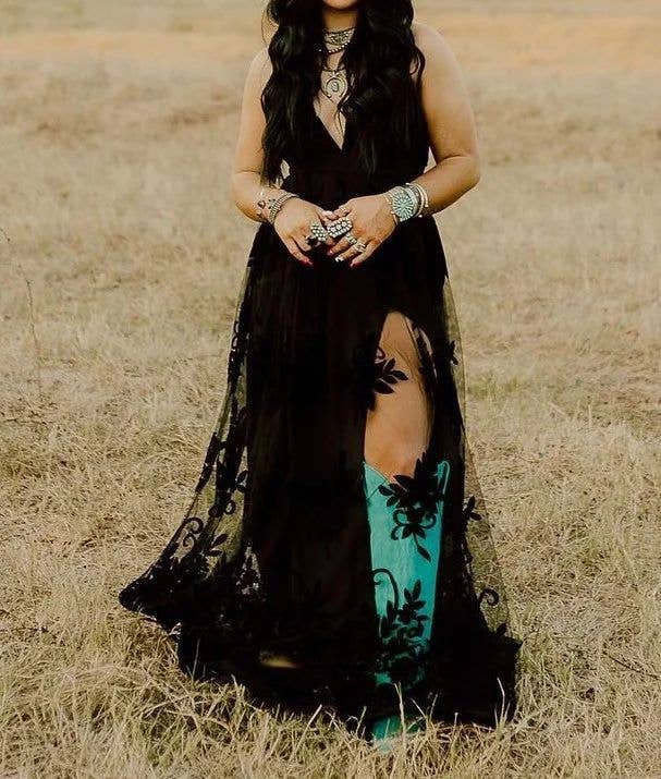 Southern Country cowgirl Coachella Lace flare dress
