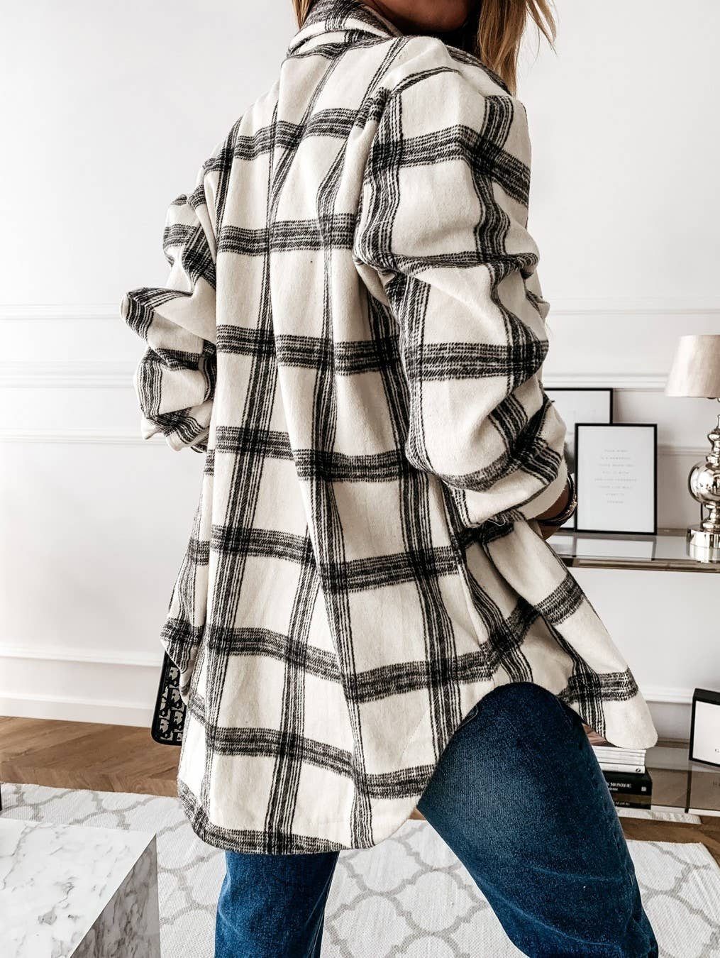 Loose casual vintage plaid long-sleeved shirt jacket