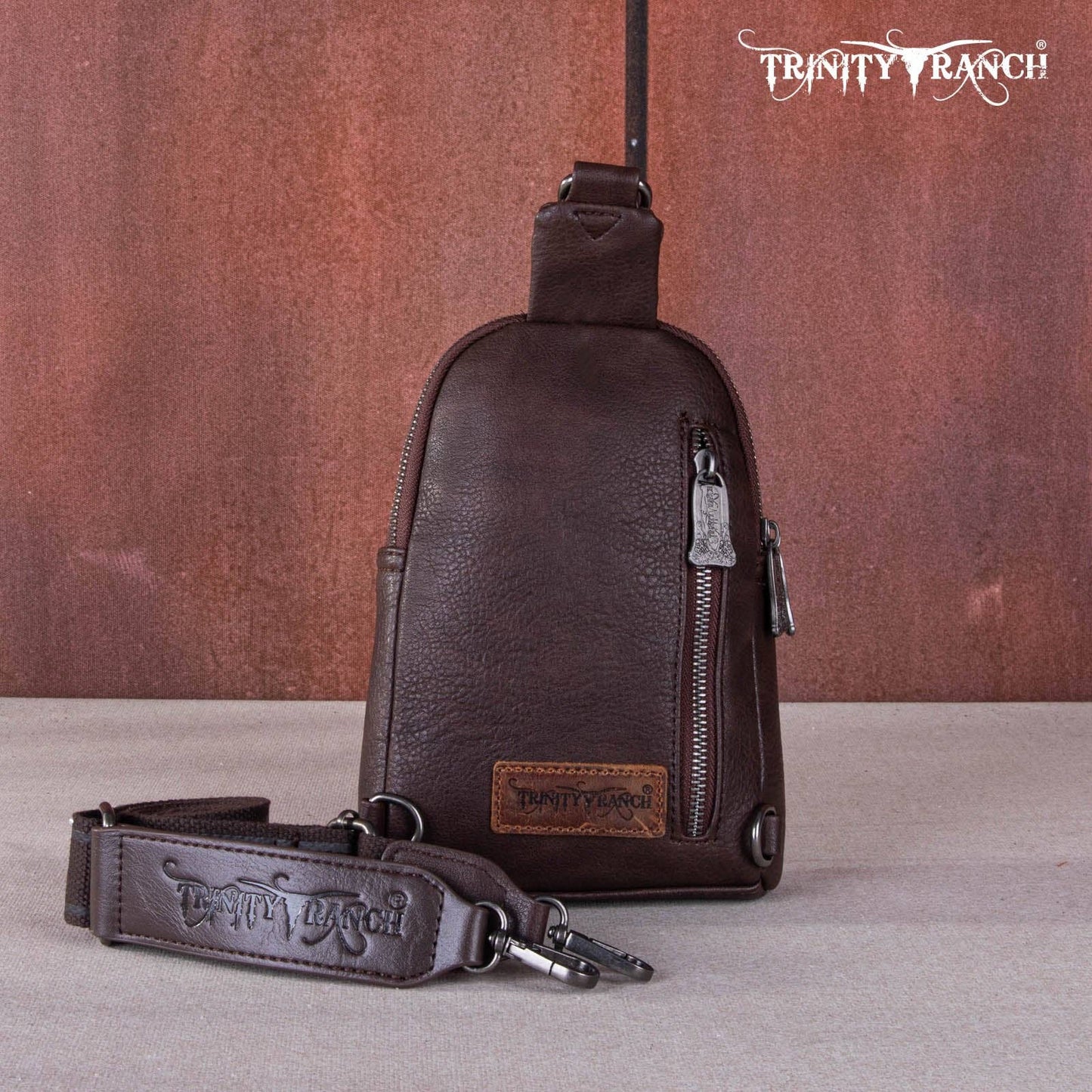 TR159-210A Trinity Ranch Floral Tooled Collection Sling Bag
