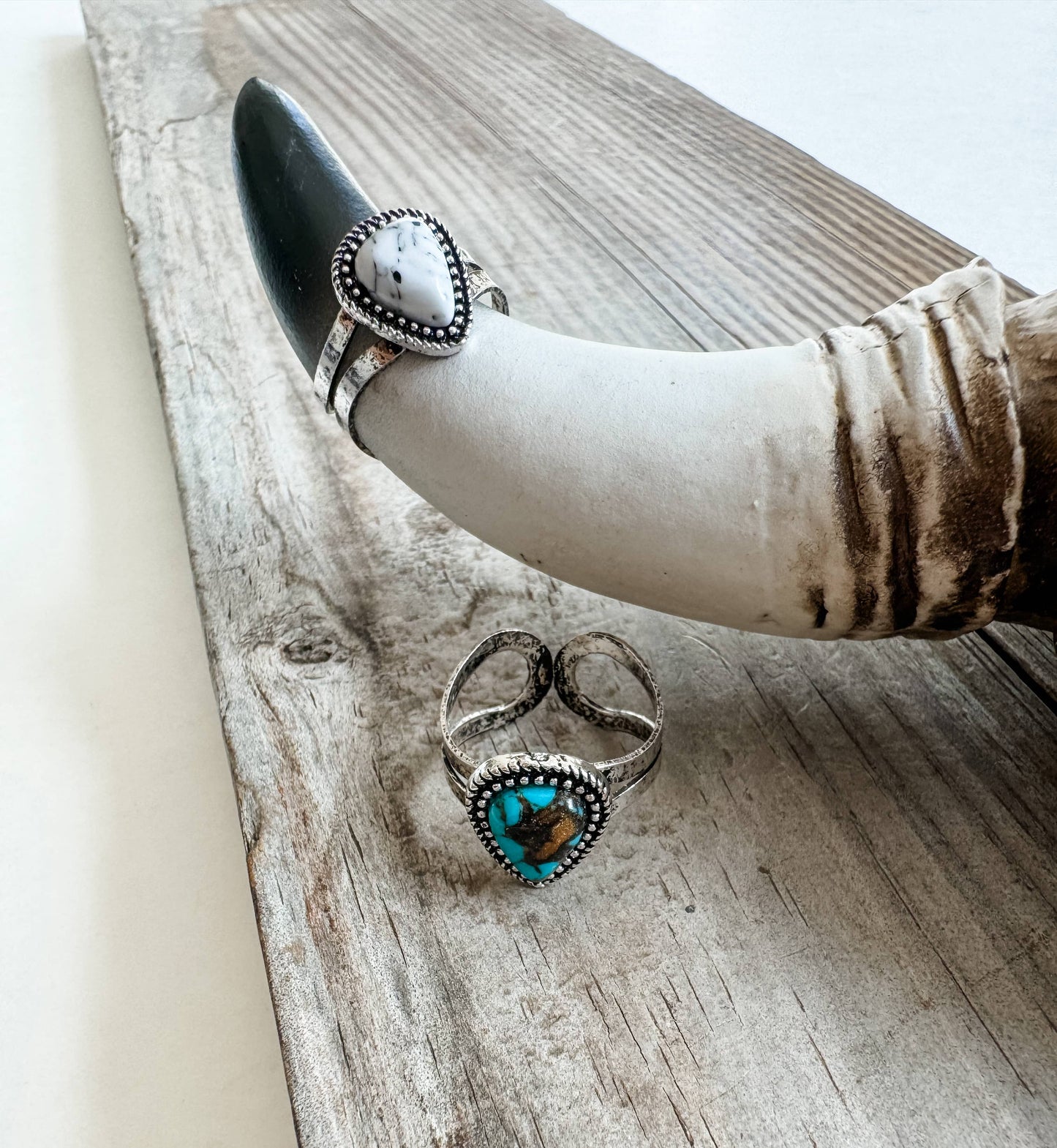 Western Teardrop Stone Adjustable Ring