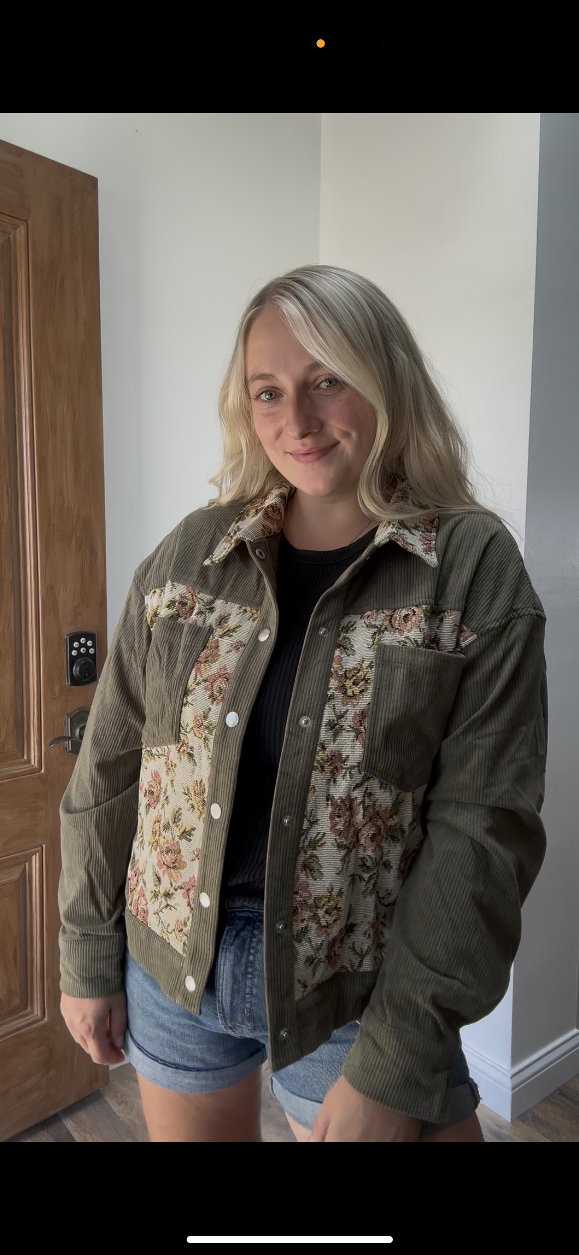 LDC Ribbed Retro Floral Patchwork Shirt Style Jacket