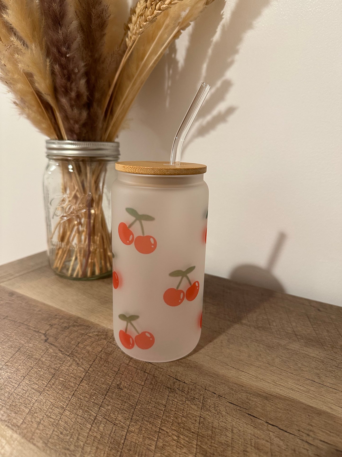 Cherry glass tumbler