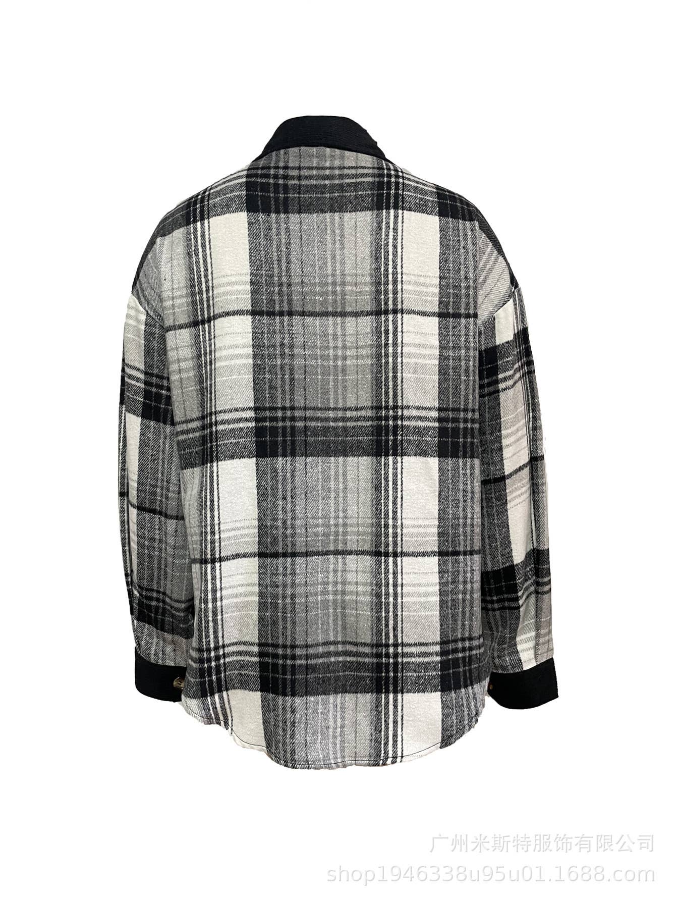 Western Plaid patchwork corduroy oversized jacket Shacket