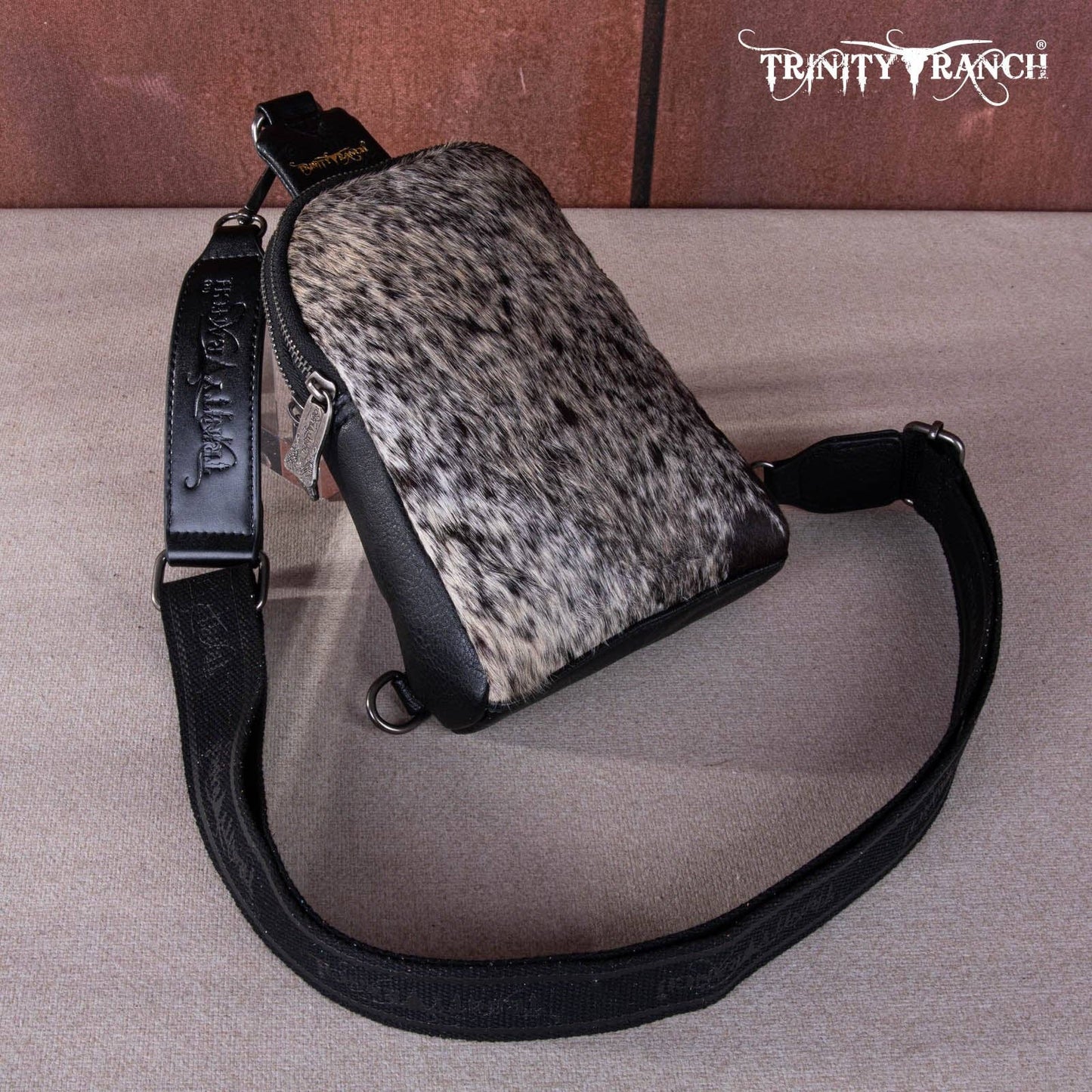 TR159-210 Trinity Ranch Genuine Hair-On Cowhide Collection Sling Bag