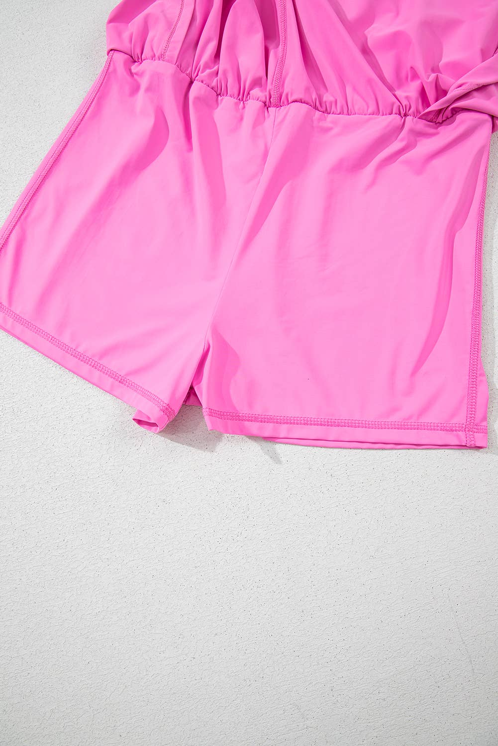 Plain Sleeveless Loop Drawstring Cinched Waist Romper