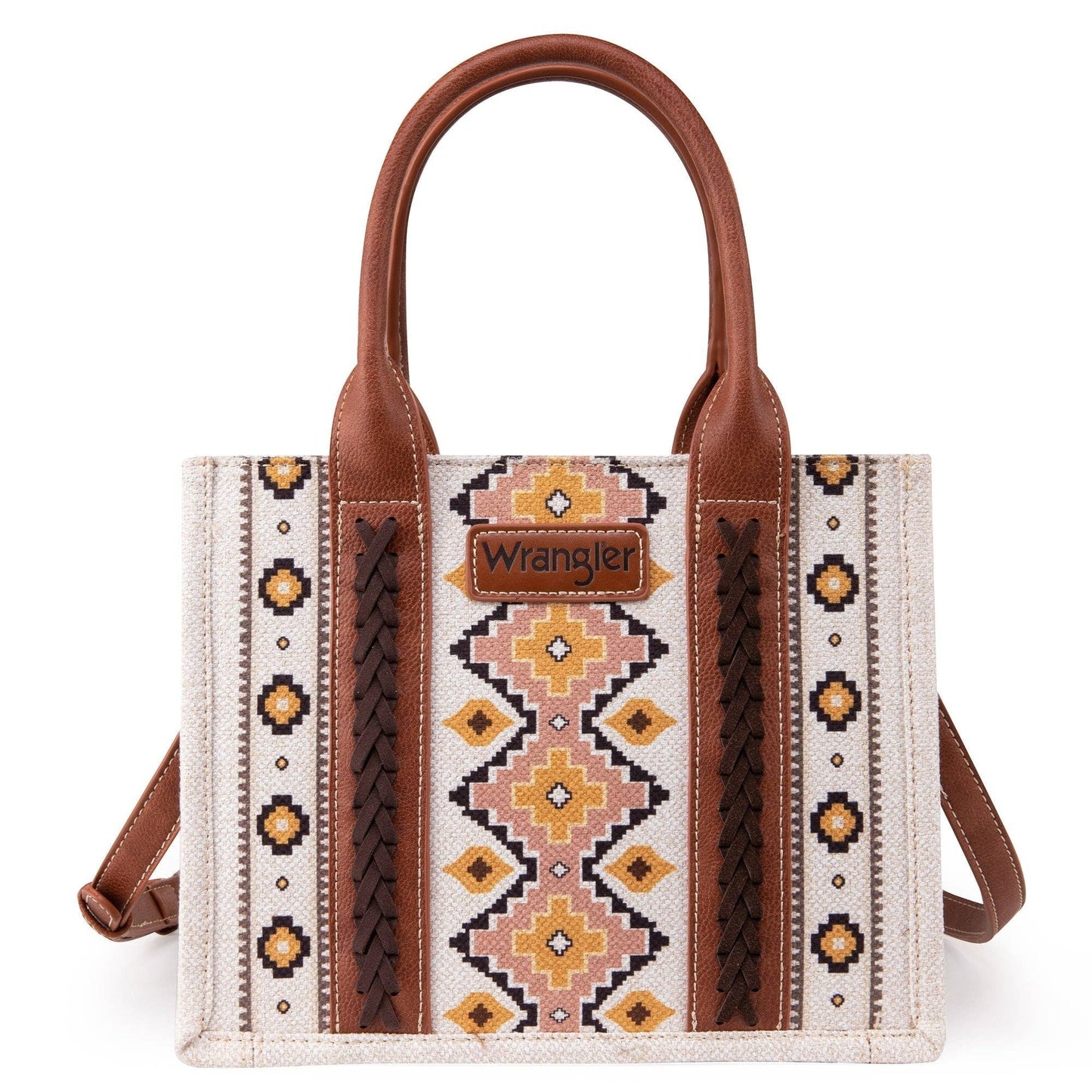 WG2202-8120S Wrangler Southwestern Print Small Canvas Tote/Crossbody - Coffee