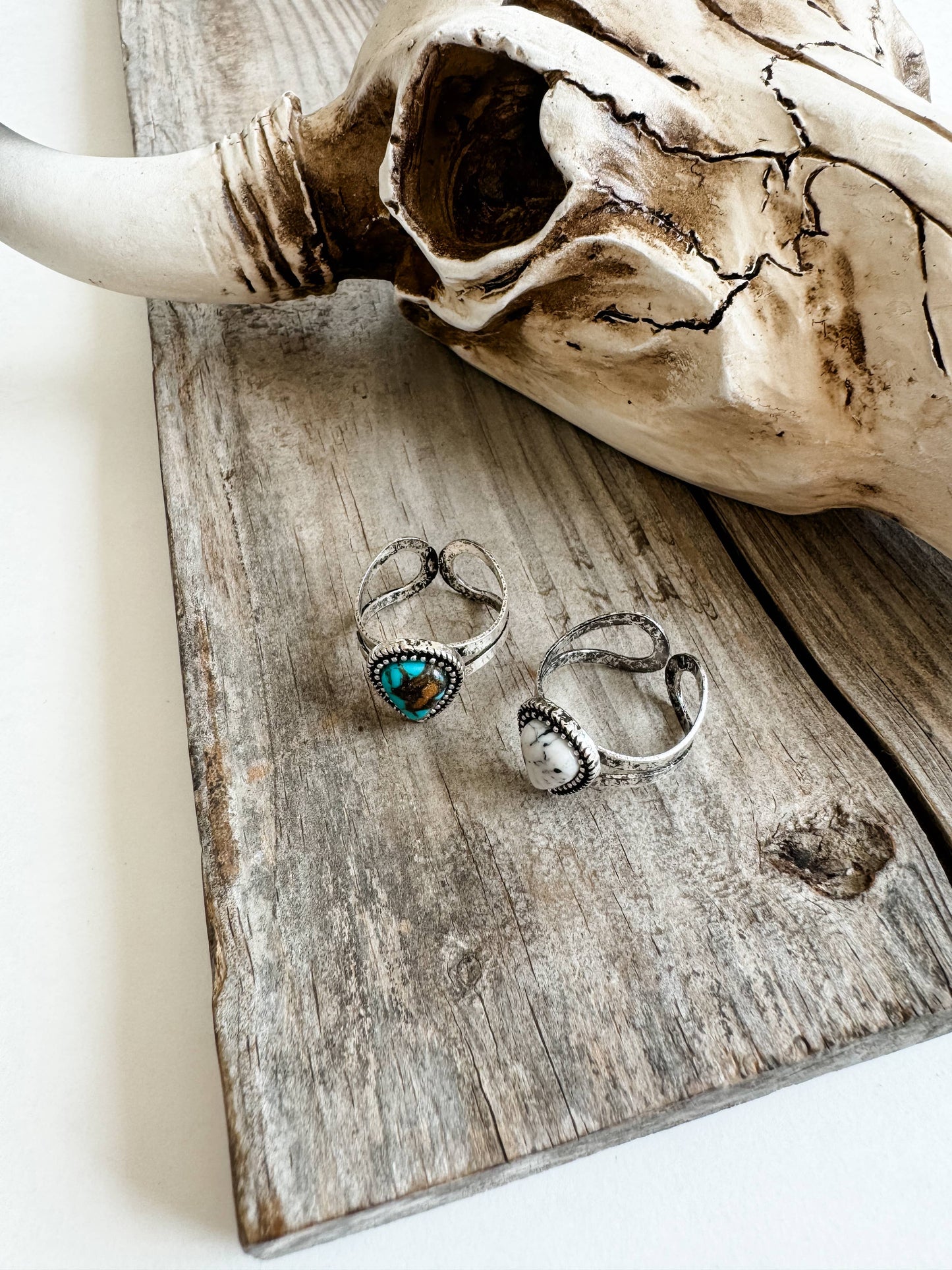Western Teardrop Stone Adjustable Ring