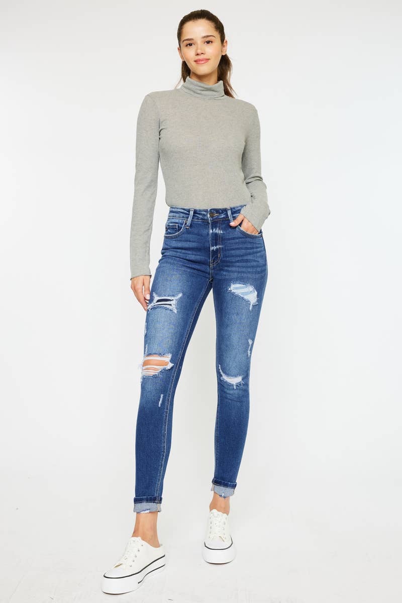 HIGH RISE ANKLE SKINNY JEANS-KC2503M