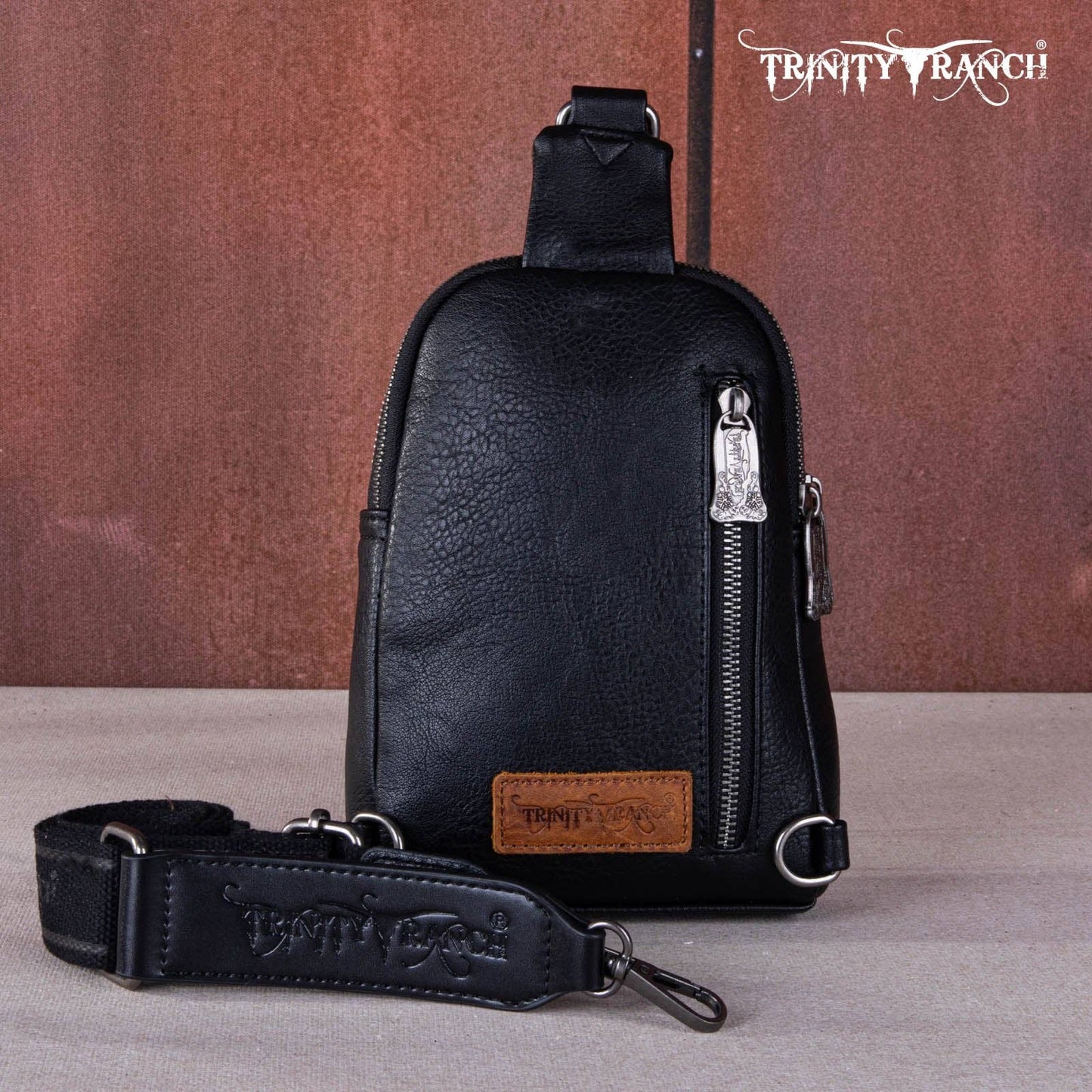 TR159-210A Trinity Ranch Floral Tooled Collection Sling Bag