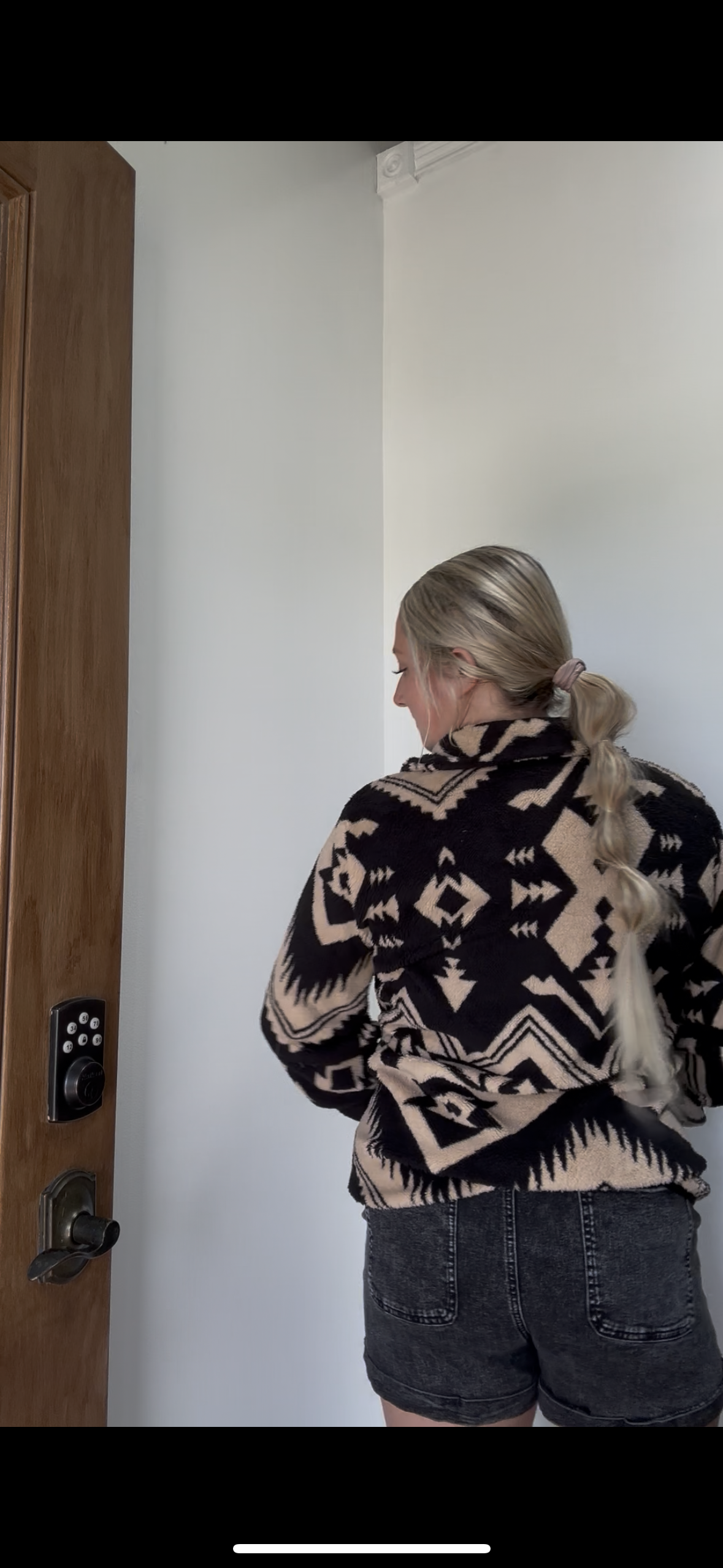 Fashion-W Western Half Zip Plush Sweatshirt