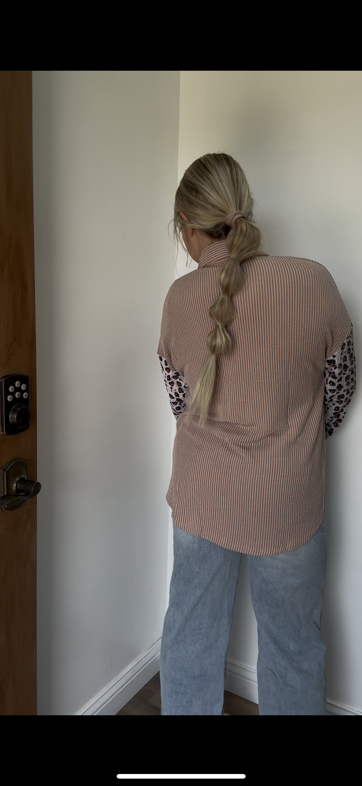 Fashion-W Leopard Patched Twisted Ribbed Western Shacket