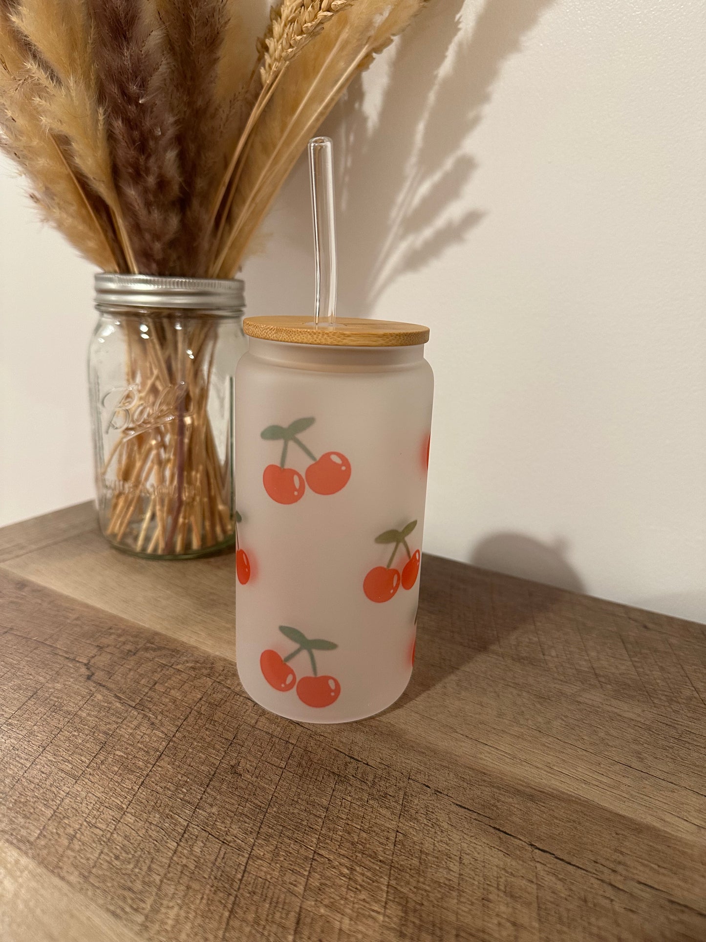 Cherry glass tumbler