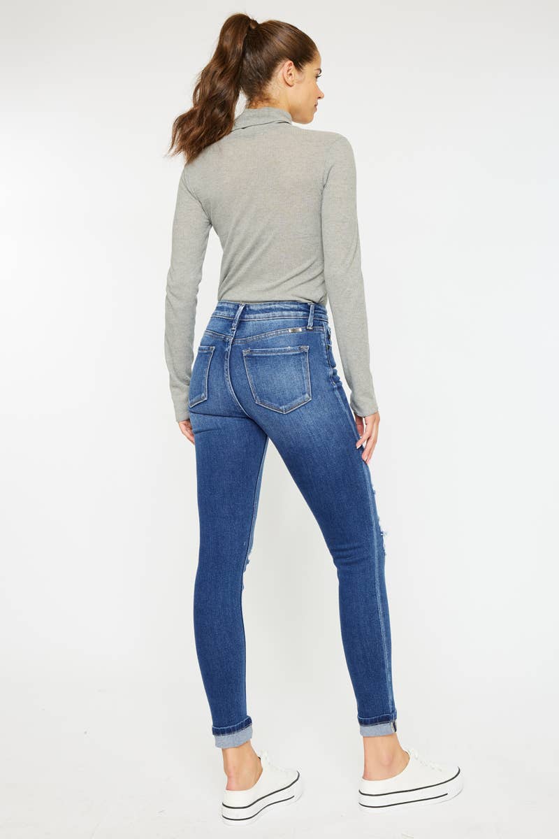 HIGH RISE ANKLE SKINNY JEANS-KC2503M