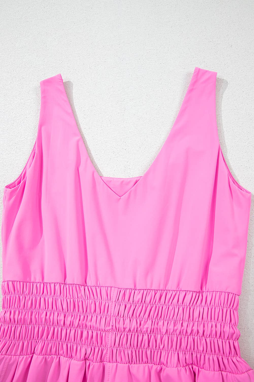 Plain Sleeveless Loop Drawstring Cinched Waist Romper