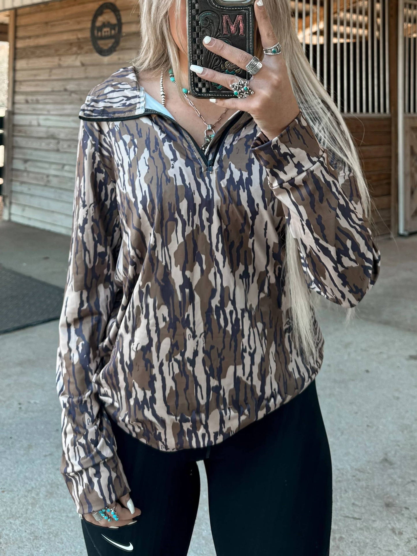 Western bottomland camo quarter zip sweatshirt