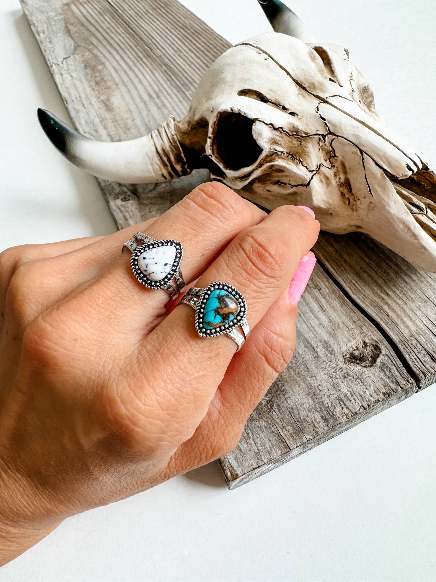 Western Teardrop Stone Adjustable Ring