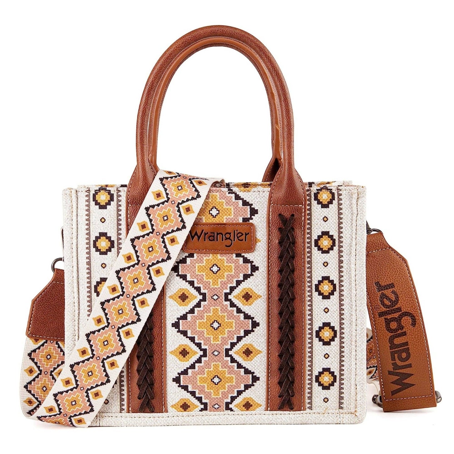 WG2202-8120S Wrangler Southwestern Print Small Canvas Tote/Crossbody - Coffee