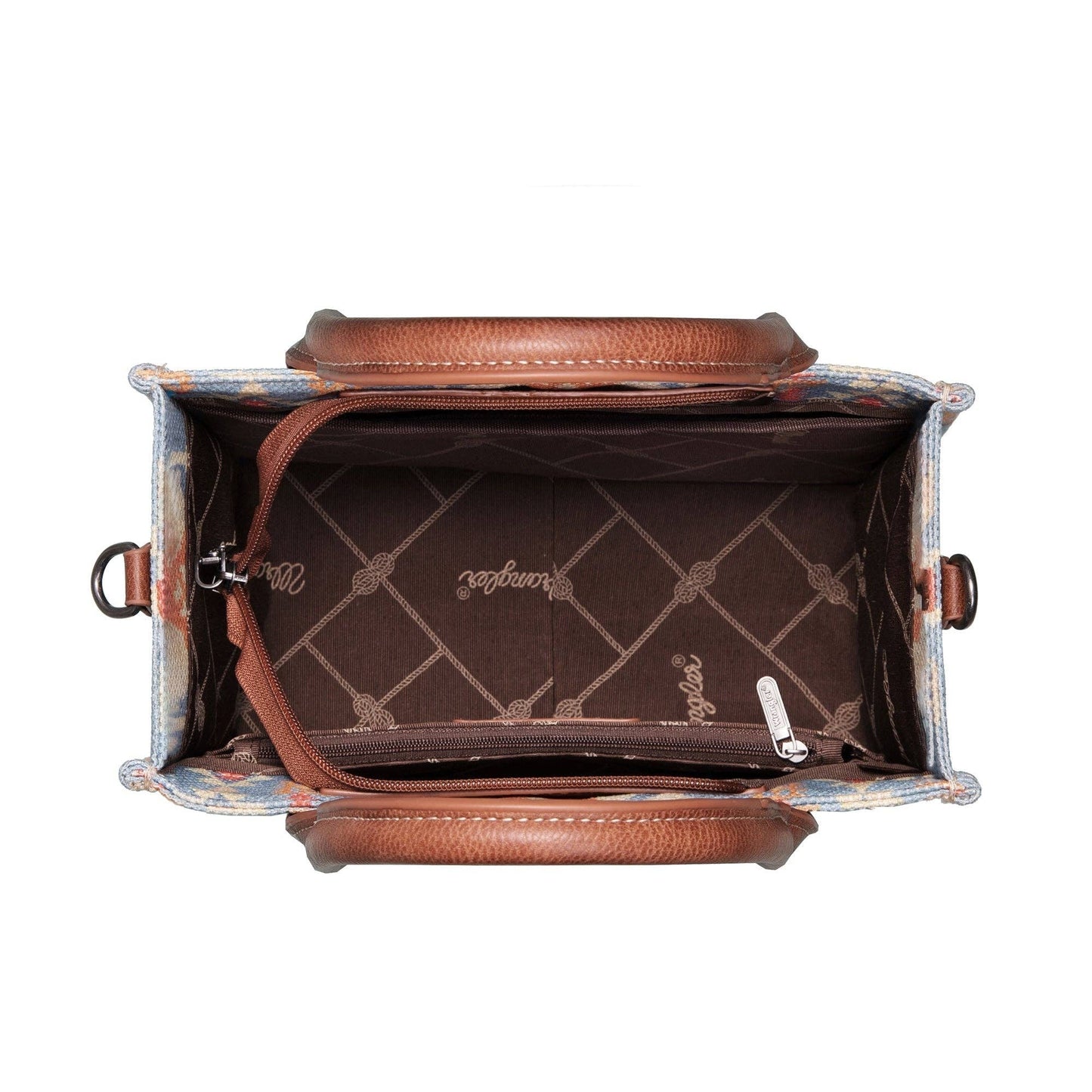 WG2202-8120S Wrangler Southwestern Print Small Canvas Tote/Crossbody - Coffee
