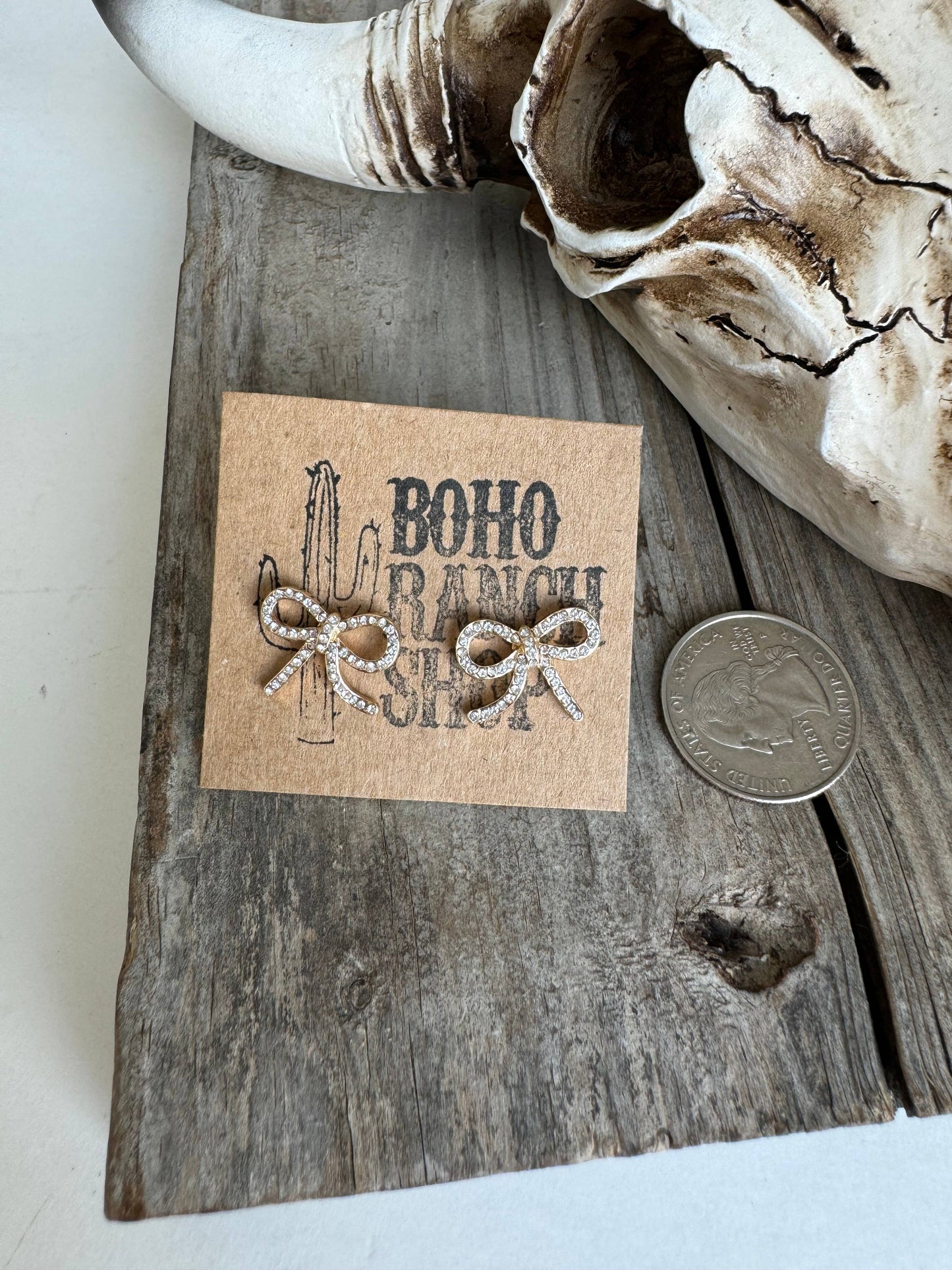 Western cut out paved Stud earrings - cowboy boots hat bow