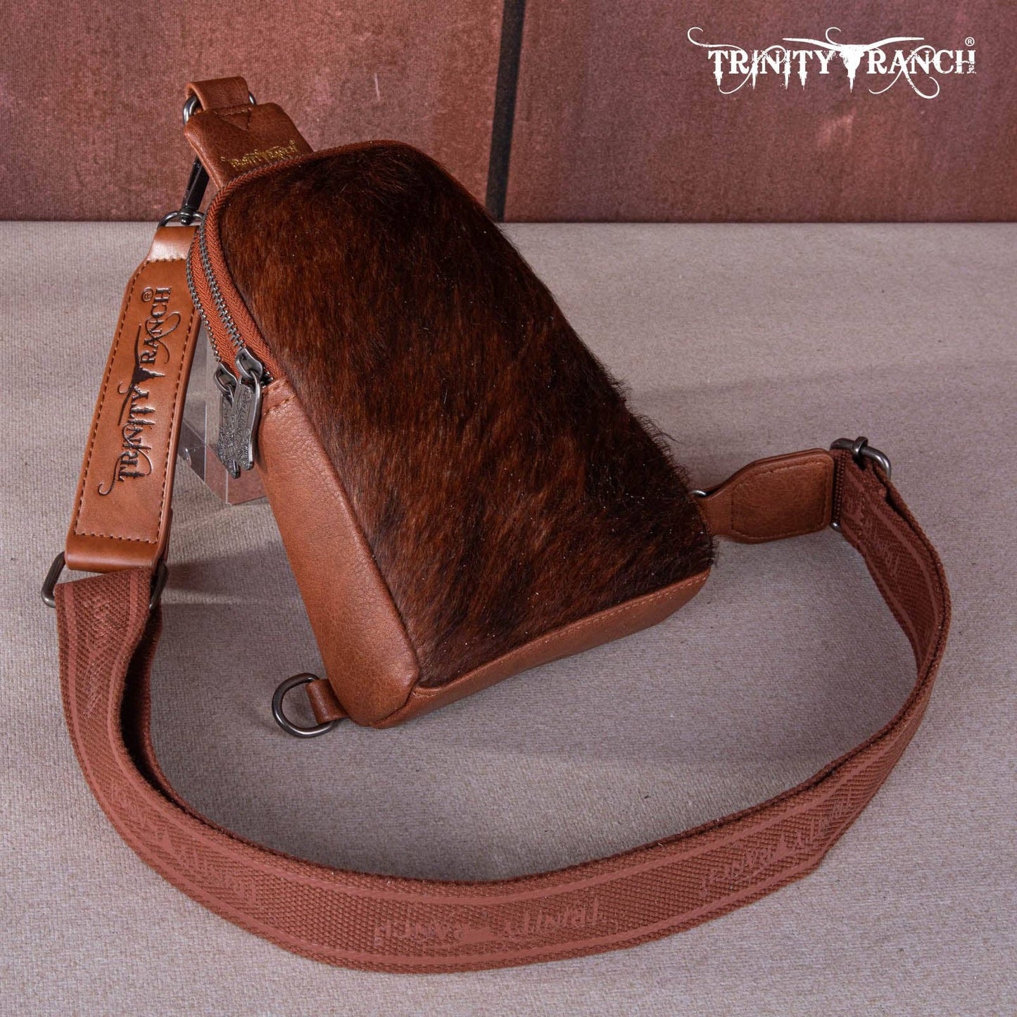 TR159-210 Trinity Ranch Genuine Hair-On Cowhide Collection Sling Bag