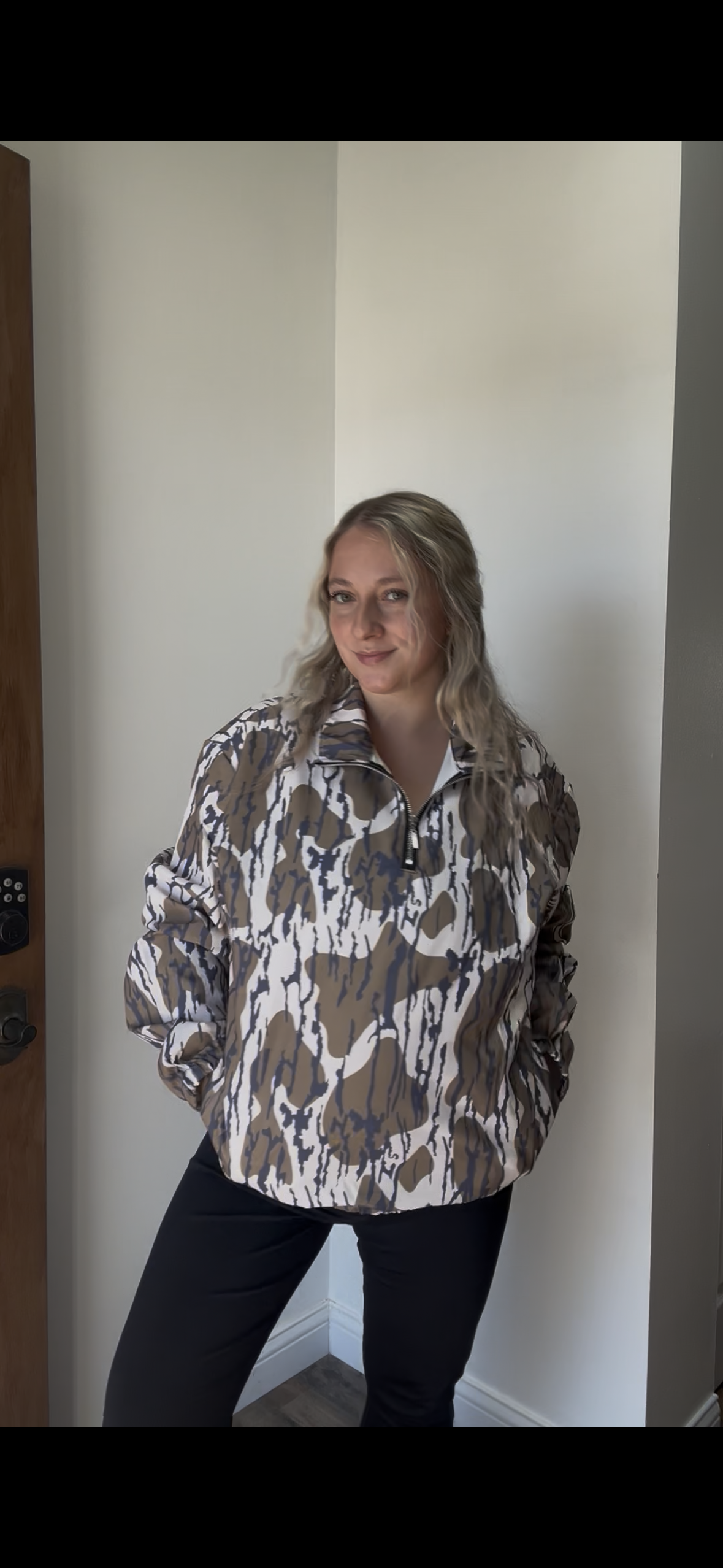 Western bottomland camo half zip