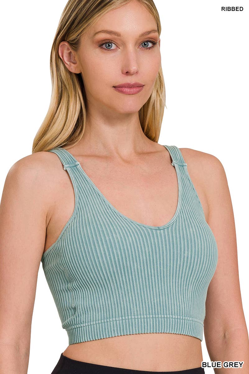 ,,,,...Premium washed seamless crop tank w/ removable bra