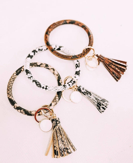 Snake Bangle Bracelet Keyring With Tassel