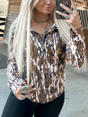 Western bottomland camo half zip