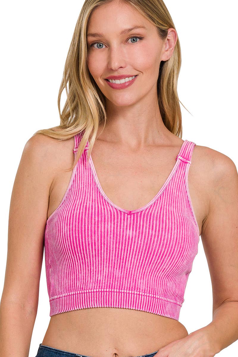 ,,,,...Premium washed seamless crop tank w/ removable bra