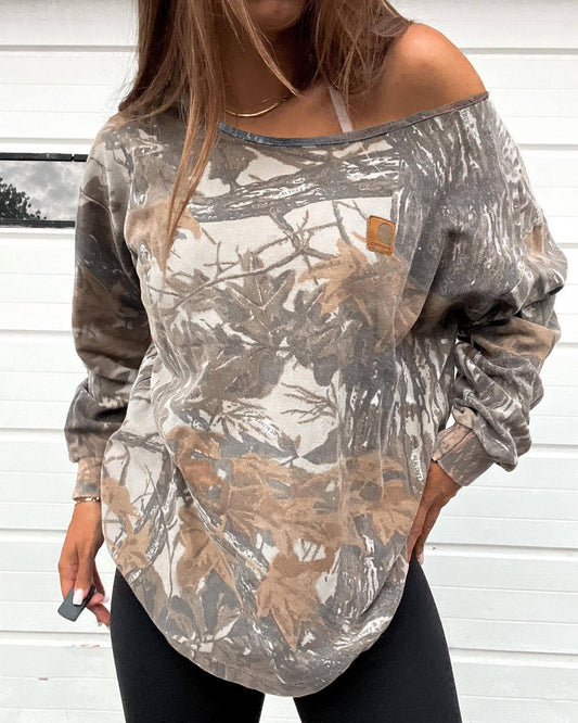 Crewneck Plant Printed Sweatshirt