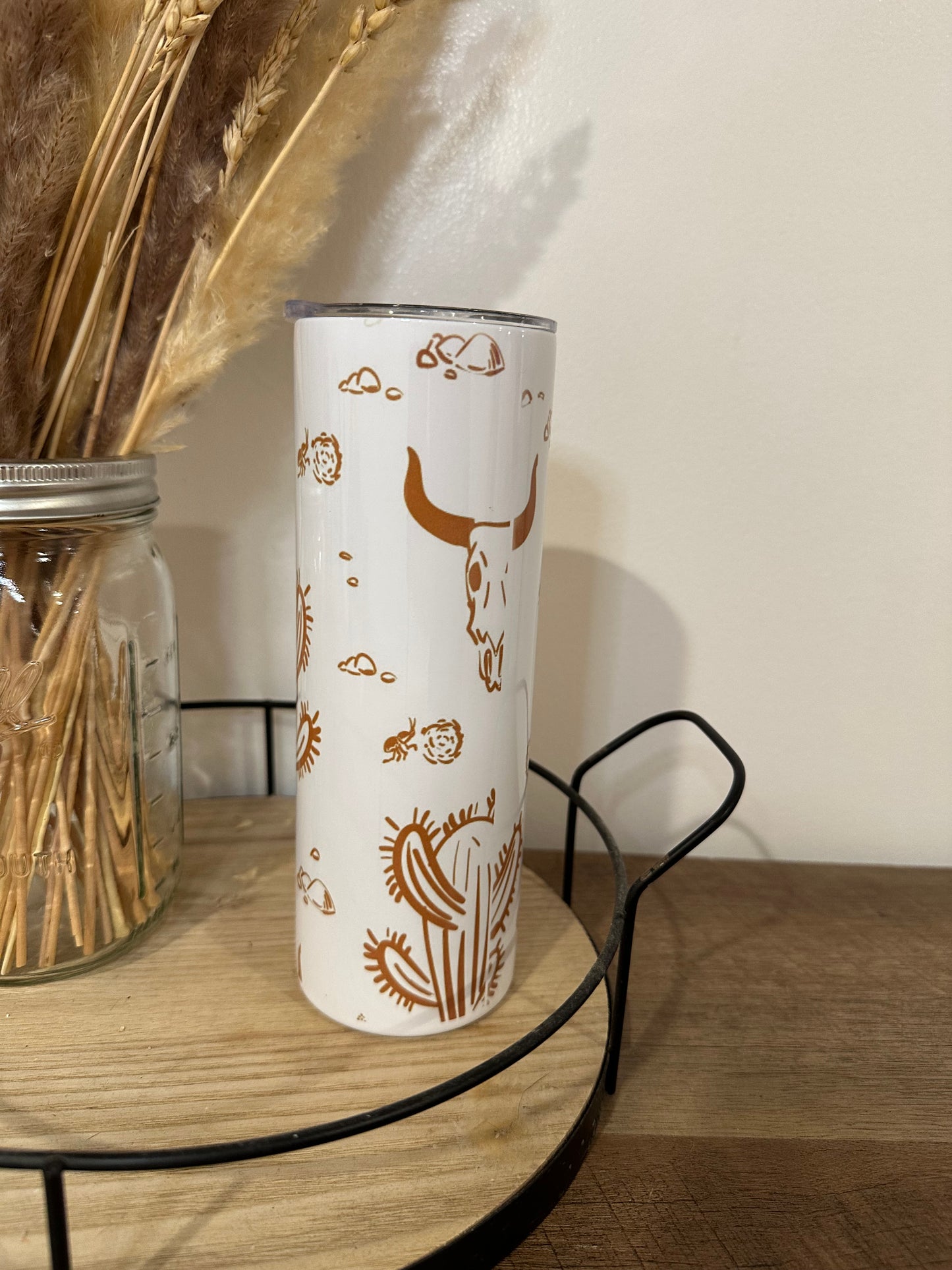 Cactus and cow skull 20oz tumbler