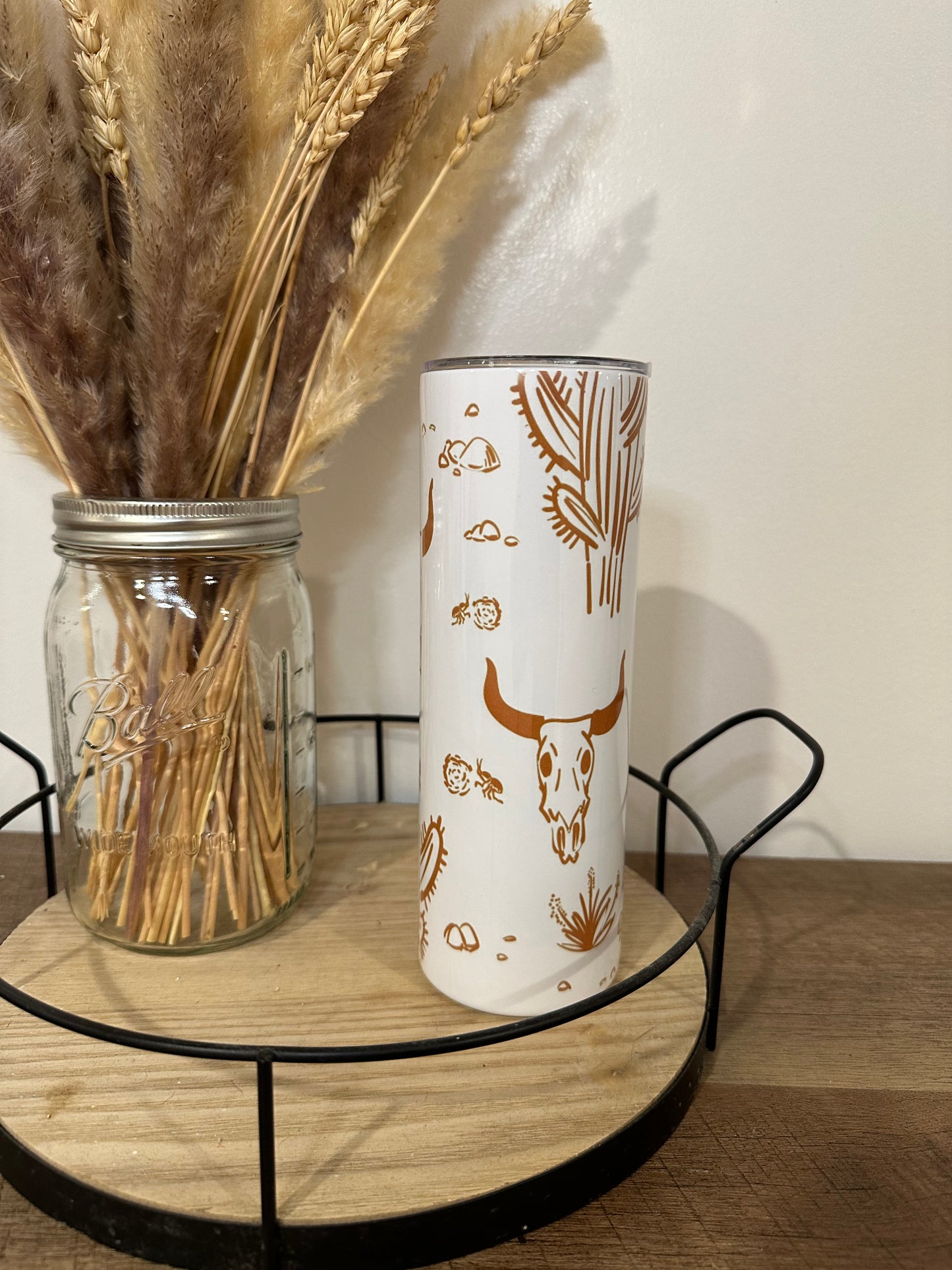 Cactus and cow skull 20oz tumbler