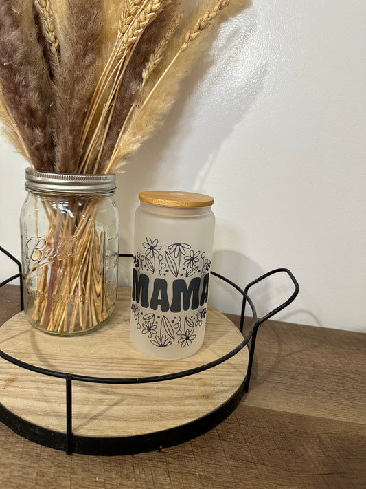 Mama, Nana, Mimi frosted 16oz glass tumbler