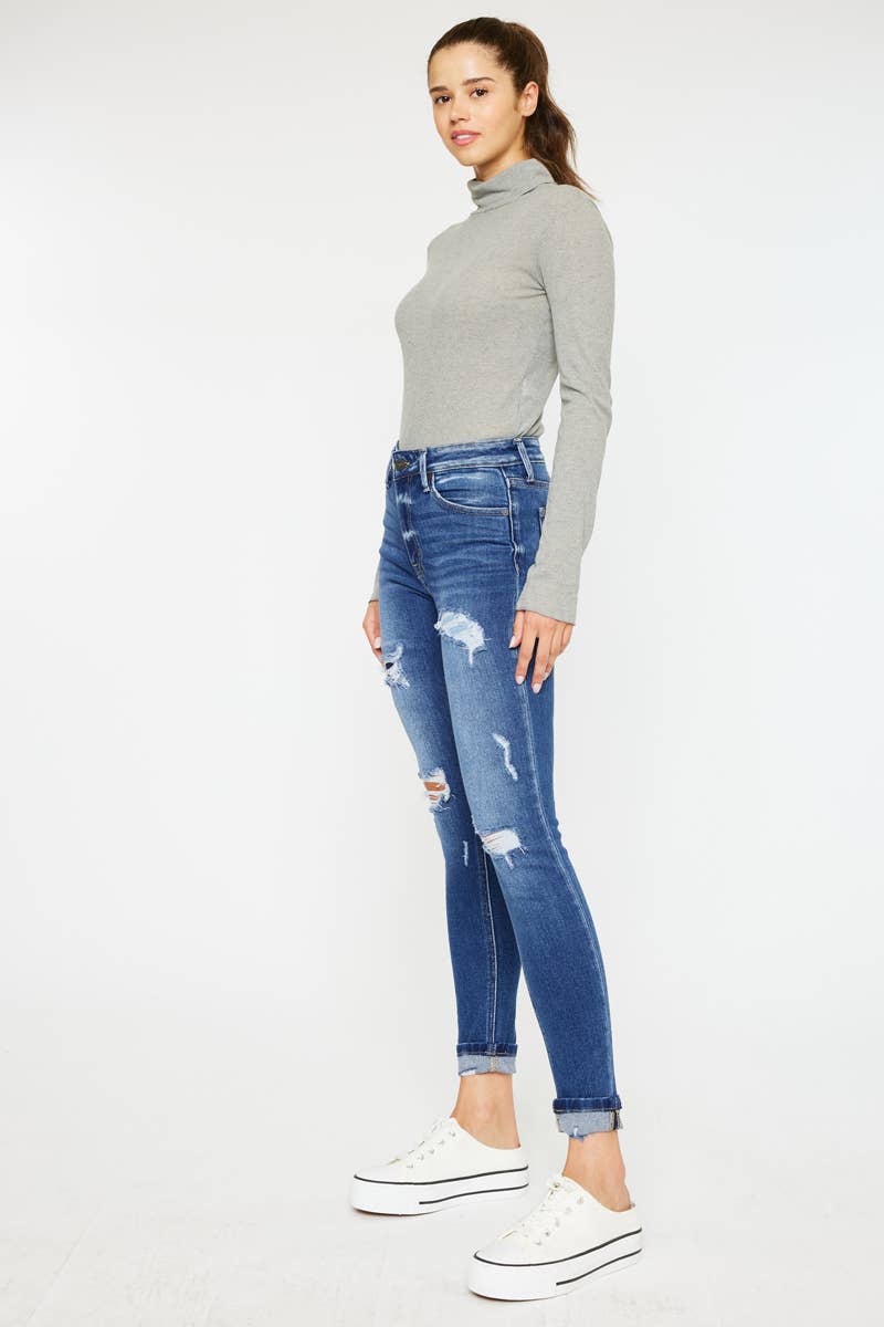 HIGH RISE ANKLE SKINNY JEANS-KC2503M