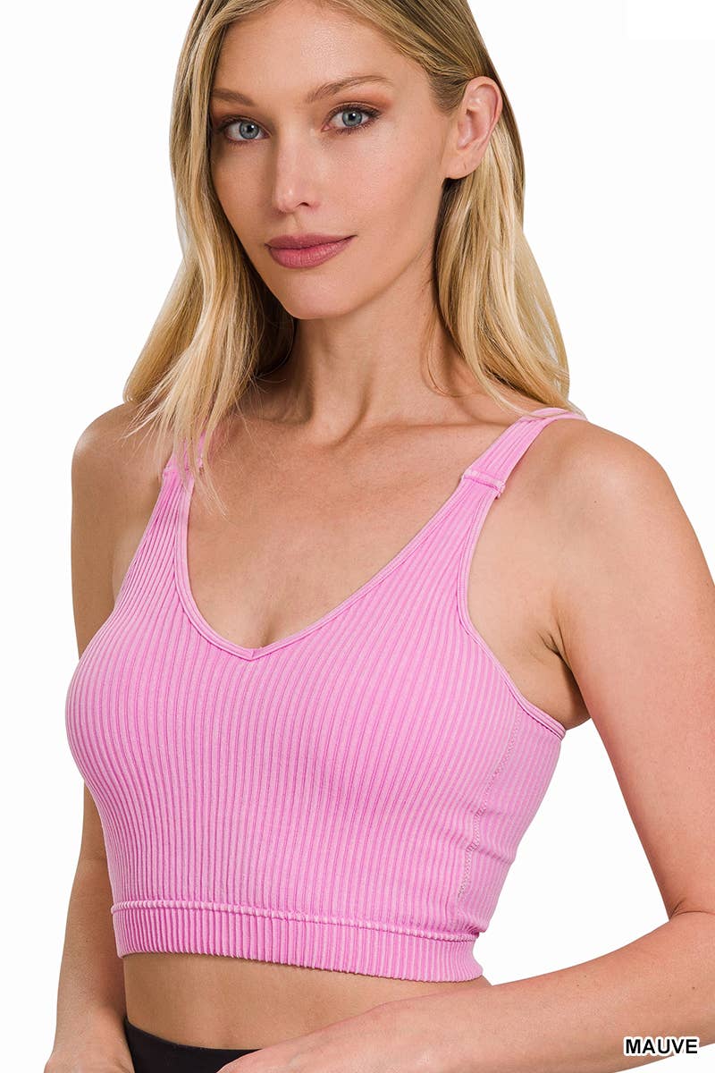 ,,,,...Premium washed seamless crop tank w/ removable bra