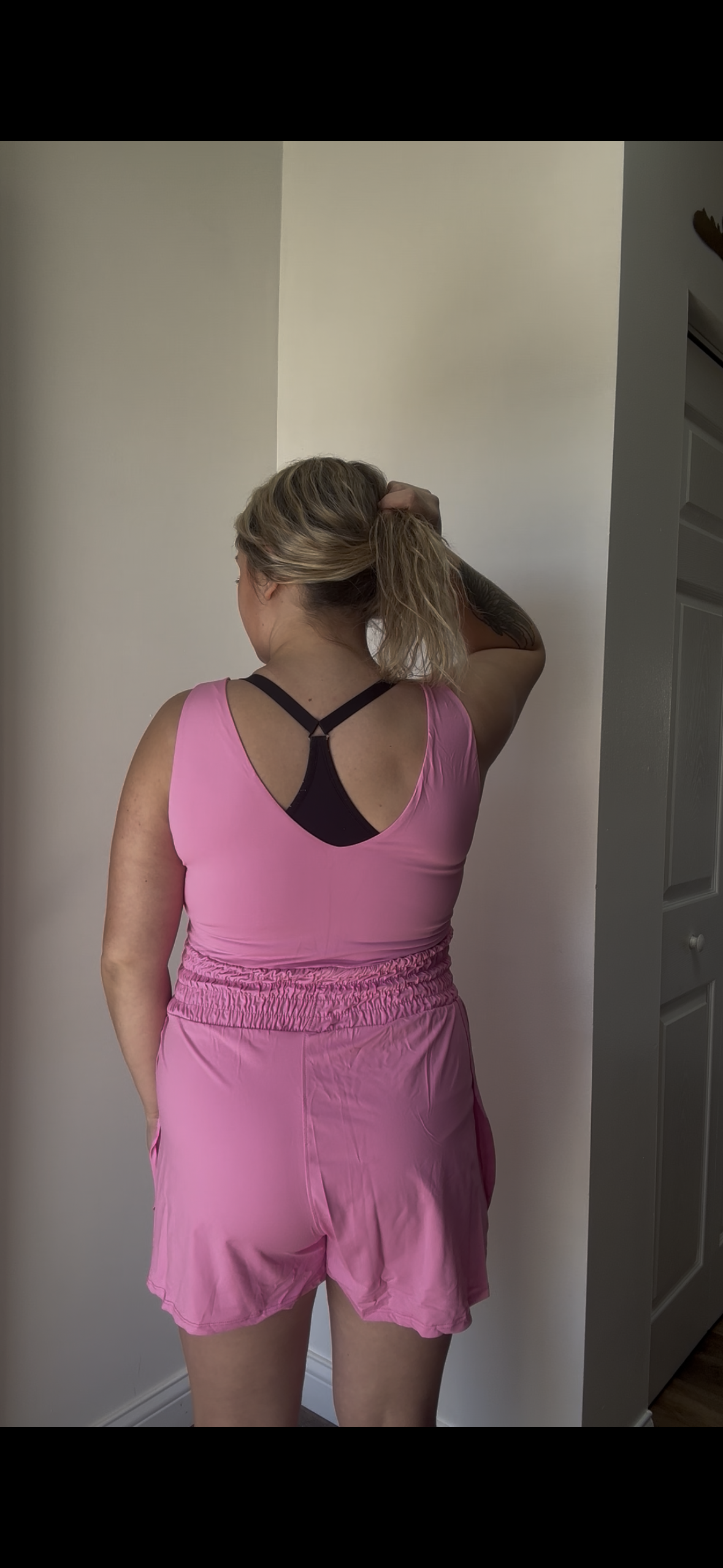 Plain Sleeveless Loop Drawstring Cinched Waist Romper