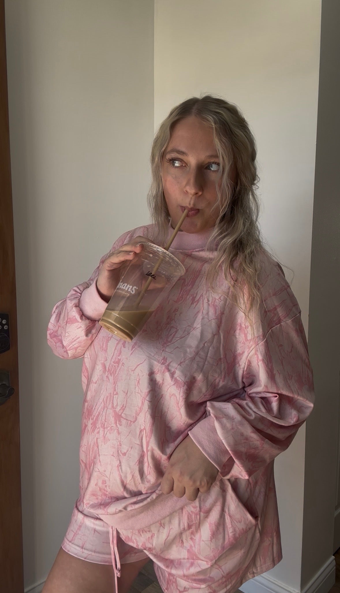 Spring Camo Mock Neck Long Sleeve Top and Shorts Sets