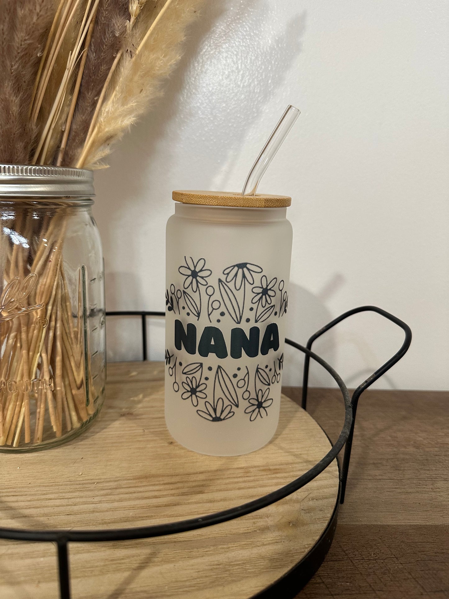 Mama, Nana, Mimi frosted 16oz glass tumbler