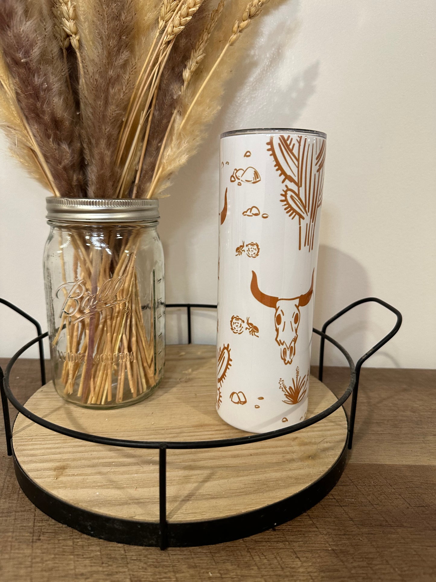 Cactus and cow skull 20oz tumbler