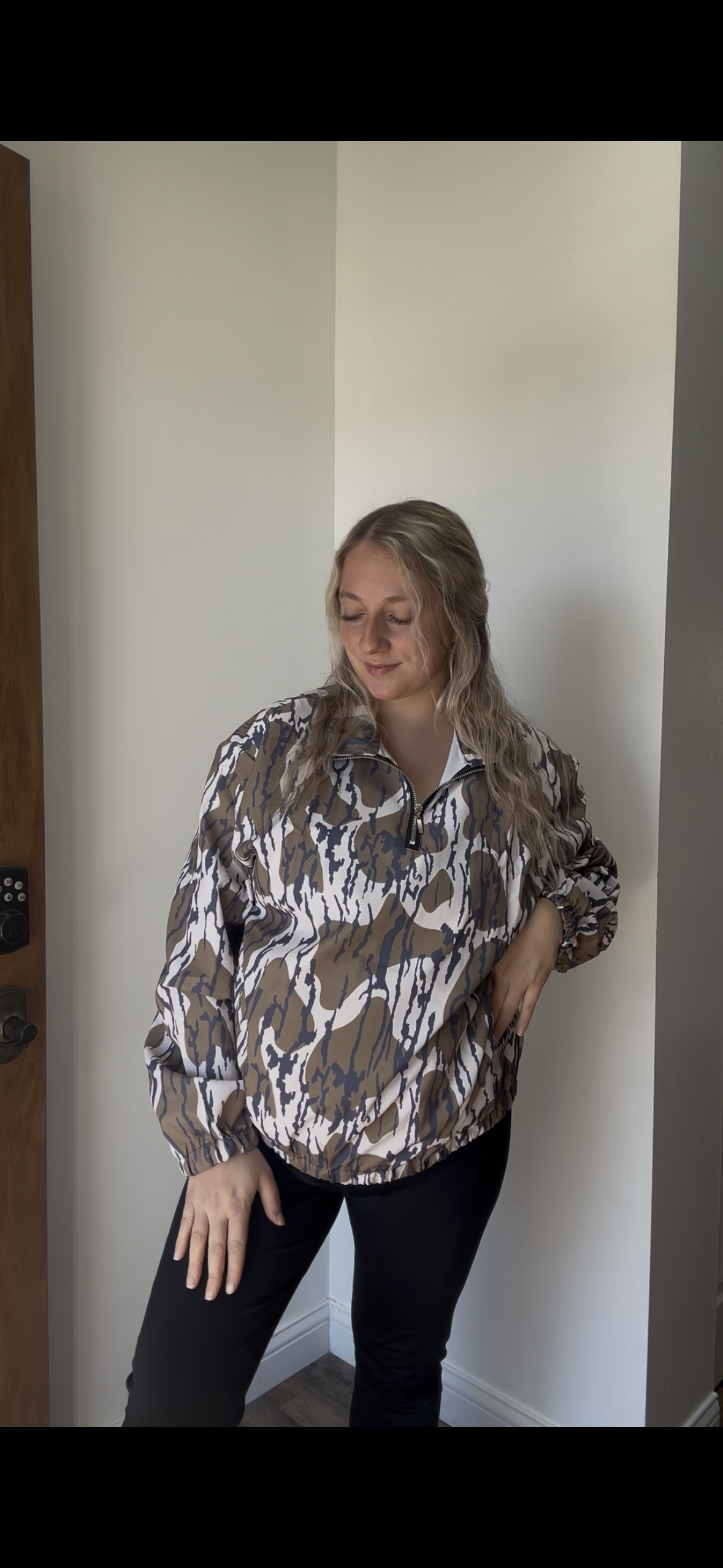 Western bottomland camo half zip