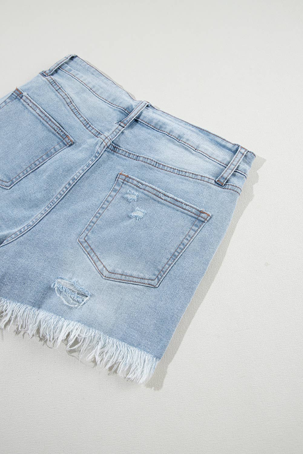 Distressed Ripped Raw Hem High Waist Denim Shorts