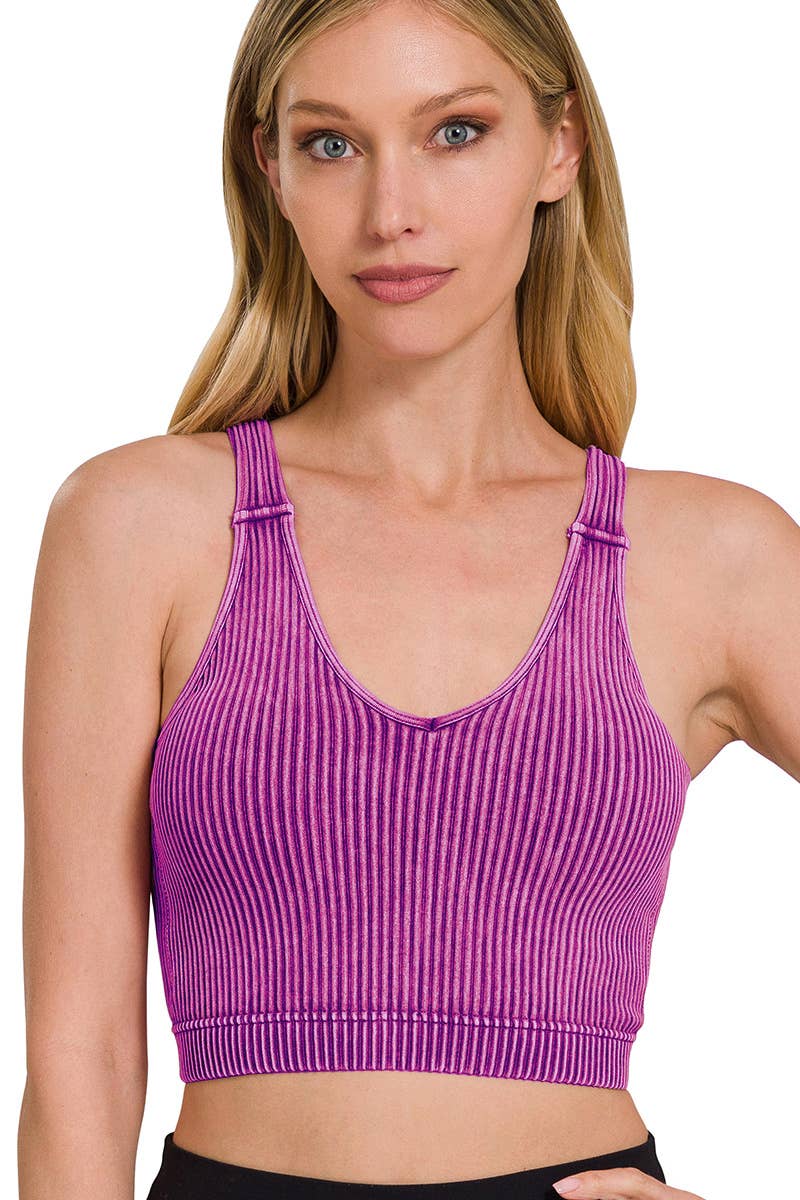 ,,,,...Premium washed seamless crop tank w/ removable bra