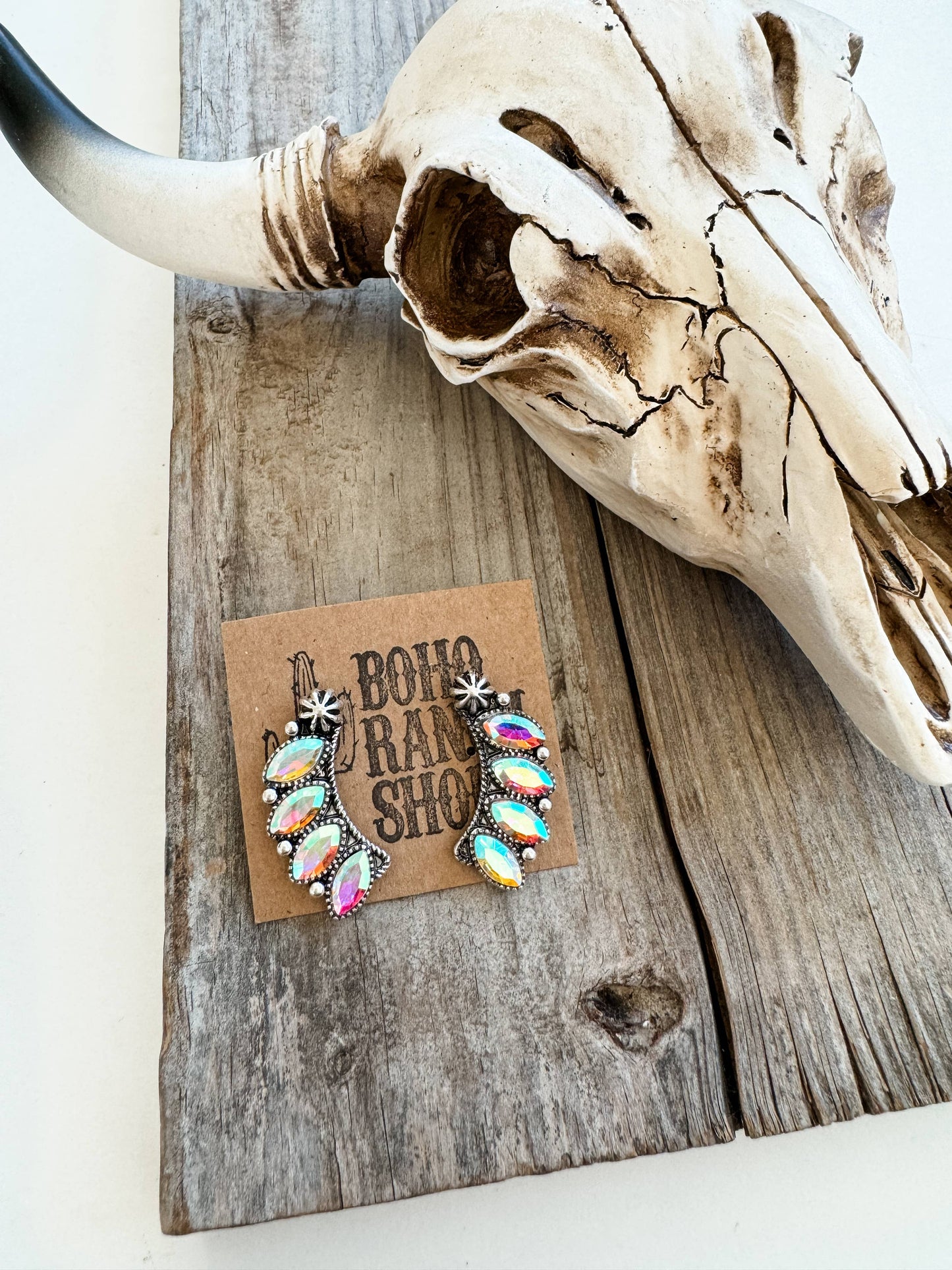 Western Concho Semi Stone Stud Earrings